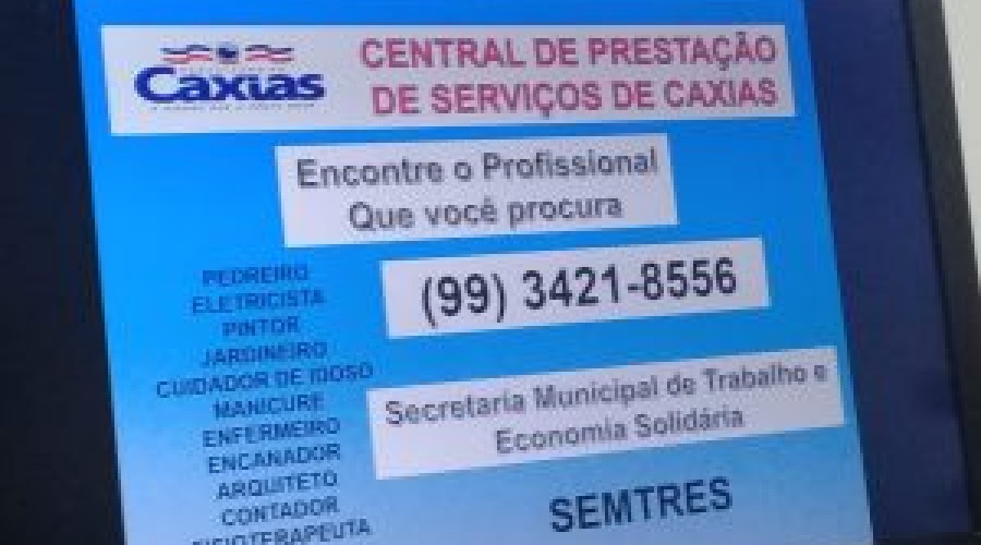 TRABALHO – Caxias vai ganhar Central de Prestação de Serviços