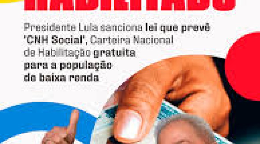 12 de agosto começa CNH de graça  para pessoas de baixa renda