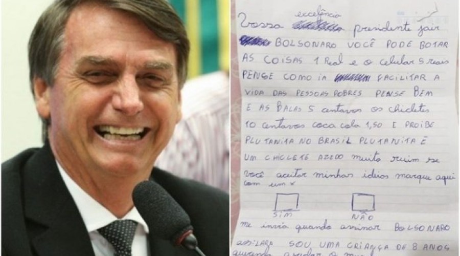 Menina de 8 anos envia carta a Jair Bolsonaro e vai fazer você sorrir
