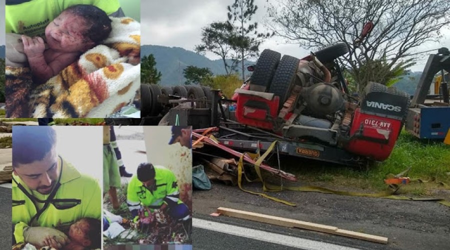 Bebê nasce após mãe ser arremessada de caminhão em grave acidente em SP