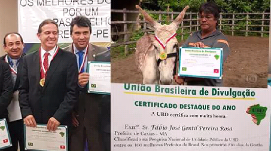 A CASA CAIU! Empresa que premiou um Jumento como melhor gestor do ano foi a mesma que entregou certificado ao prefeito Fábio Gentil
