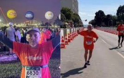 Idosos de 77 e 78 anos correm meia maratona em Brasília; vídeo