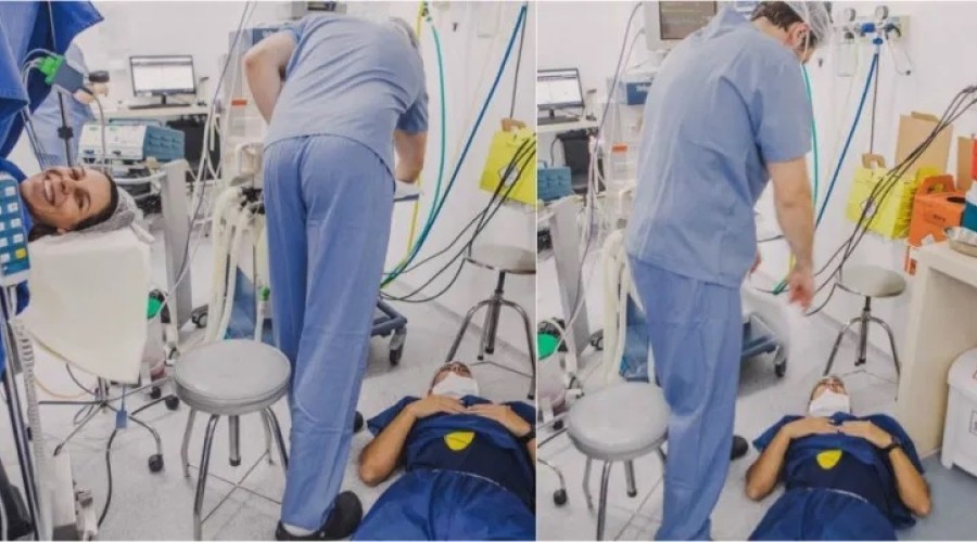 Pai desmaia no parto e enfermeiros não se seguram e entram na gargalhada