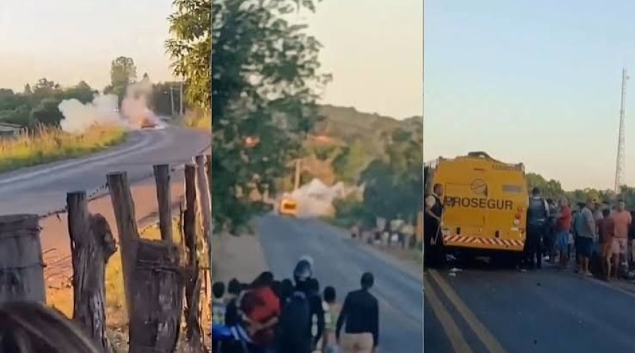 Vídeo: Criminosos explodem carro-forte no Maranhão e moradores filmam momento do ataque