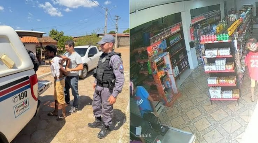 Vídeo - Roubo a supermercado: suspeito é preso e comparsa segue foragido em Carolina