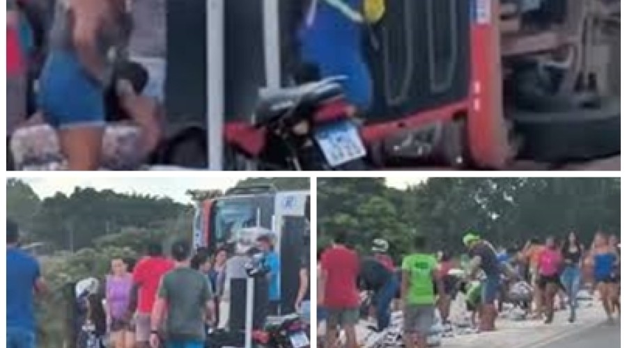 Vídeo: Carreta carregada de arroz tomba na BR-226, Barra do Corda, e carga  saqueada por populares.