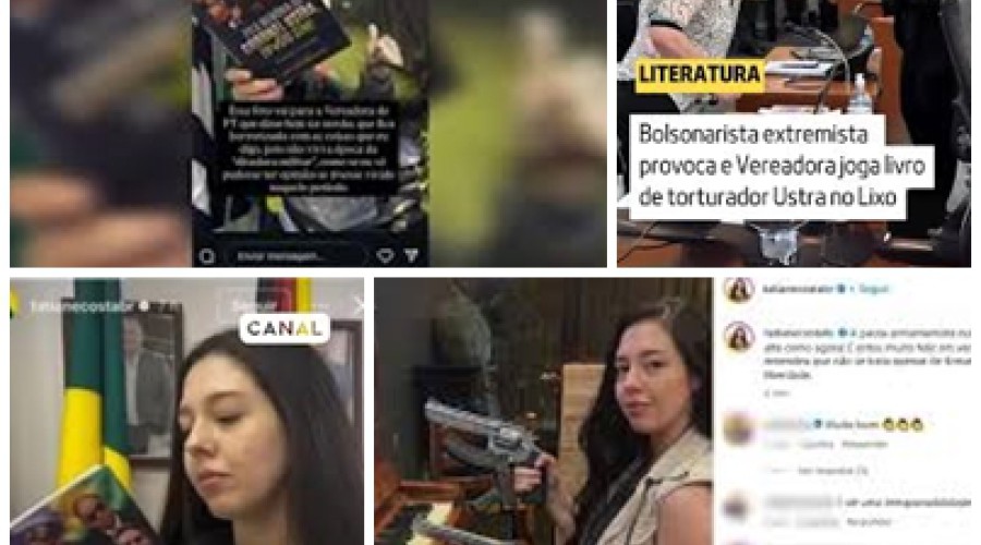 Confusão na Câmara-Vídeo: Vereadora é denunciada por apologia à tortura após post com livro sobre Brilhante Ustra