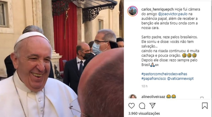 Papa brinca com padres: 'O Brasil não tem salvação, é muita cachaça e pouca oração'