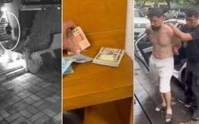 VÍDEO: câmera flagra turista argentino foi preso após  furto de bolsa em restaurante de Arraial do Cabo; dinheiro foi recuperado