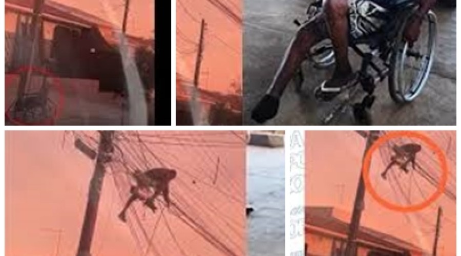 Uma cena inusitada: Vídeo -Cadeirante é flagrado furtando fios de energia em um poste