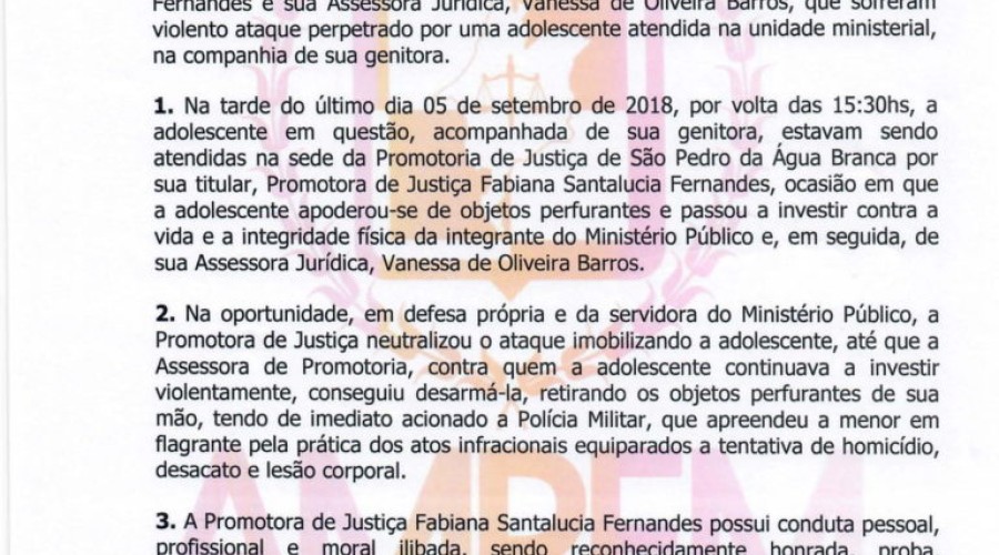AMPEM repudia ataque contra promotora do Maranhão; confira