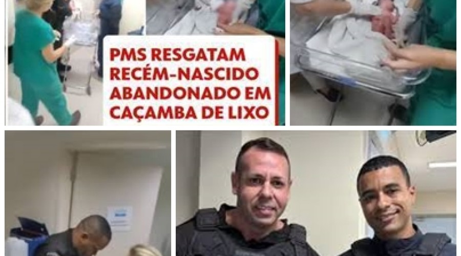 PMs resgatam bebê abandonado no lixo