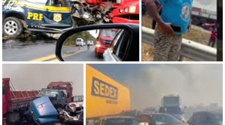 Bacabeira virou bagaceira: Grande engavetamento com 30 veículos é registrado na BR-135, em ; viatura da PRF foi atingida