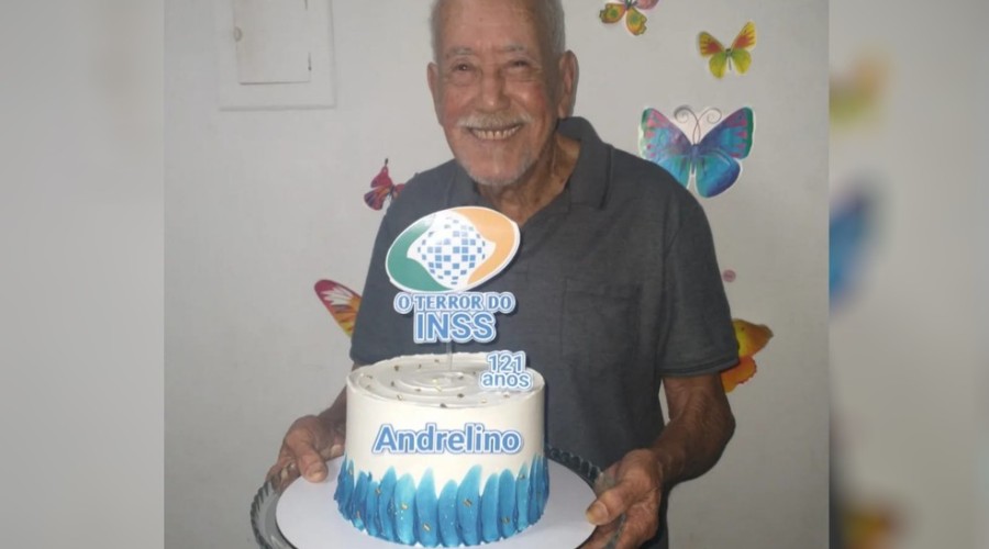 Assista o Vídeo: “O terror do INSS”: idoso comemora 121 anos com bolo temático em Goiás