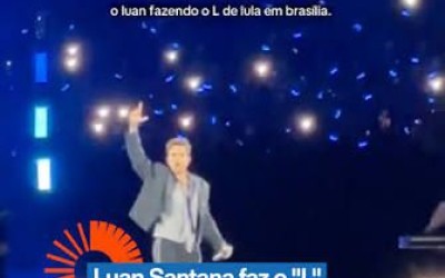 Luan Santana faz o “L” durante show em Brasília