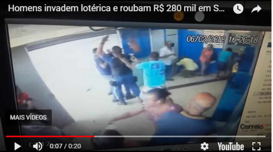 Vídeo mostra roubo a lotérica em Salvador; bando levou R$ 280 mil