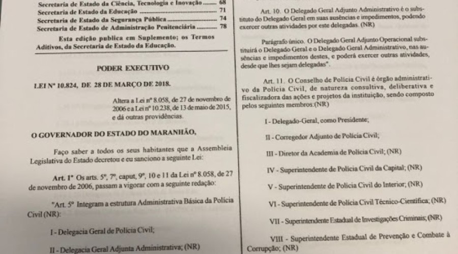 Criação de cargos de capelães da Polícia Civil do MA pode ser inconstitucional