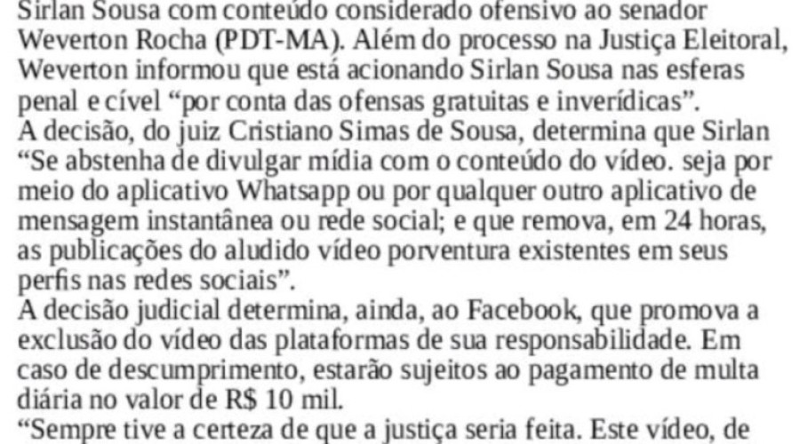 Informe JP: Justiça manda retirar vídeo com conteúdo ofensivo contra Weverton