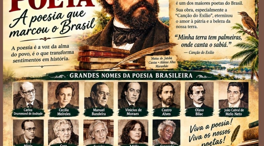DIA DO POETA: O BRASIL CELEBRA A FORÇA DAS PALAVRAS, E O MARANHÃO SE ORGULHA DE GONÇALVES DIAS