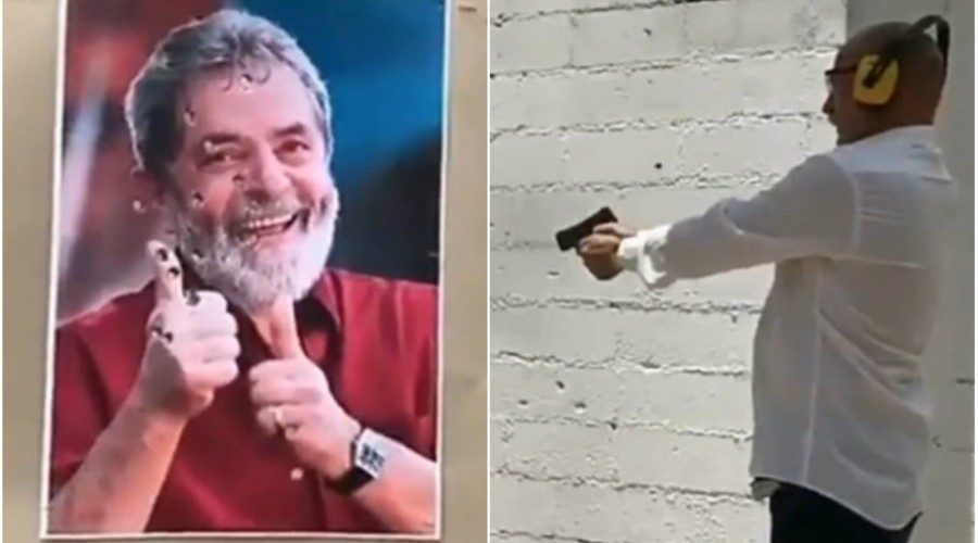 Assista ao Vídeo: Assessor de deputado do PSL posta vídeo atirando em foto de Lula