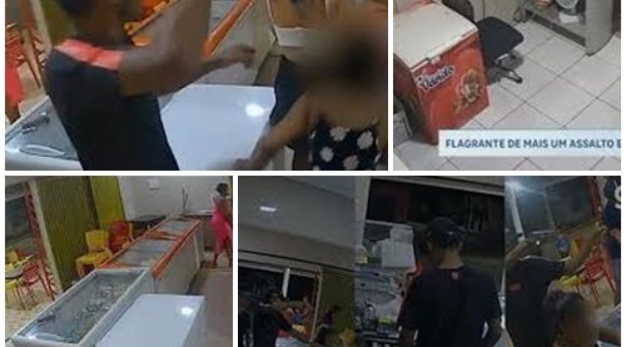 Santa Inês/MA - Dupla armada assalta sorveteria, e câmeras de segurança registram ação