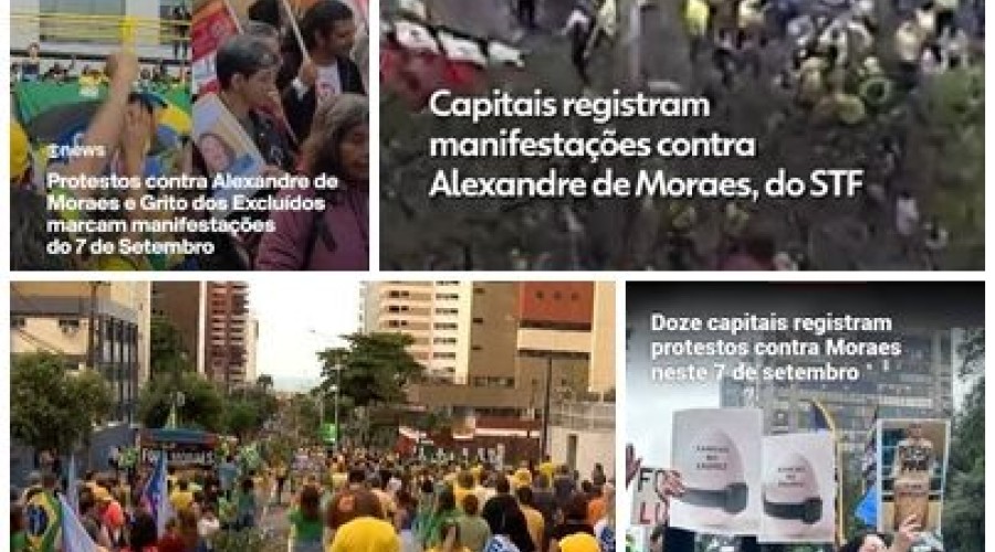 Partidos de direita fazem manifestações com críticas ao STF e ao ministro Alexandre de Moraes