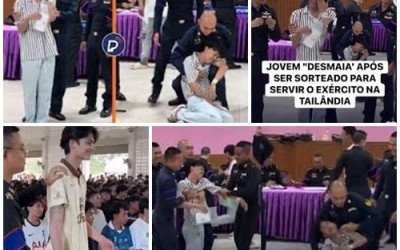 JOVEM DESMAIA AO SER SORTEADO PARA SERVIR NO EXÉRCITO DA TAILÂNDIA