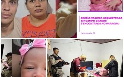 Bebê sequestrada em Campo Grande e resgatada no Paraguai está sob cuidados do Conselho Tutelar em MS
