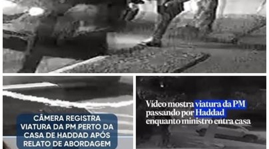 Câmeras de segurança mostram viatura da PM passando por carro de Haddad. Veja vídeo