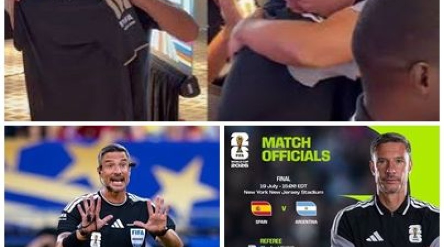 Árbitro da final da Copa chora ao ser escolhido e é abraçado por colegas; vídeo