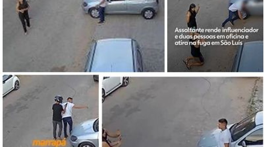 São Luis: Vídeo - Assaltante rende influenciador e duas pessoas em oficina e atira durante a fuga