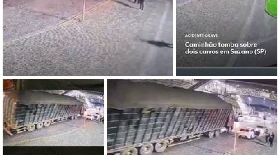 Vídeo: Caminhão tomba sobre dois carros em Suzano, SP