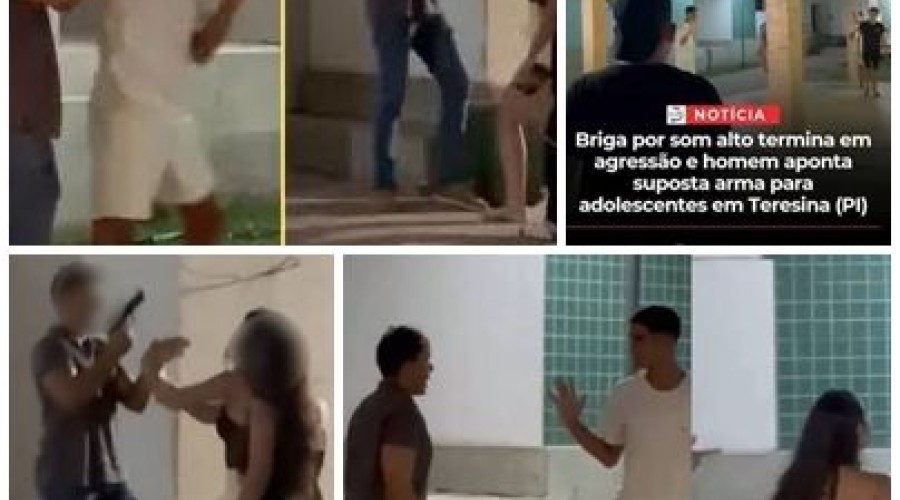 Vídeo: Confusão em condomínio termina com homem apontando suposta arma para jovens em Teresina