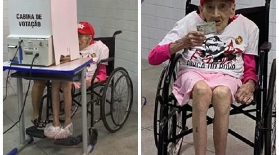 IDOSA DE 114 ANOS VAI ÀS URNAS EM ARARA-PB PARA VOTAR EM LULA NOSEGUNDO TURNO DAS ELEIÇÕES