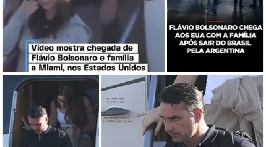 Flávio Bolsonaro chega aos EUA com a família após viagem pela Argentina - PF emite nota após exílio de Flávio