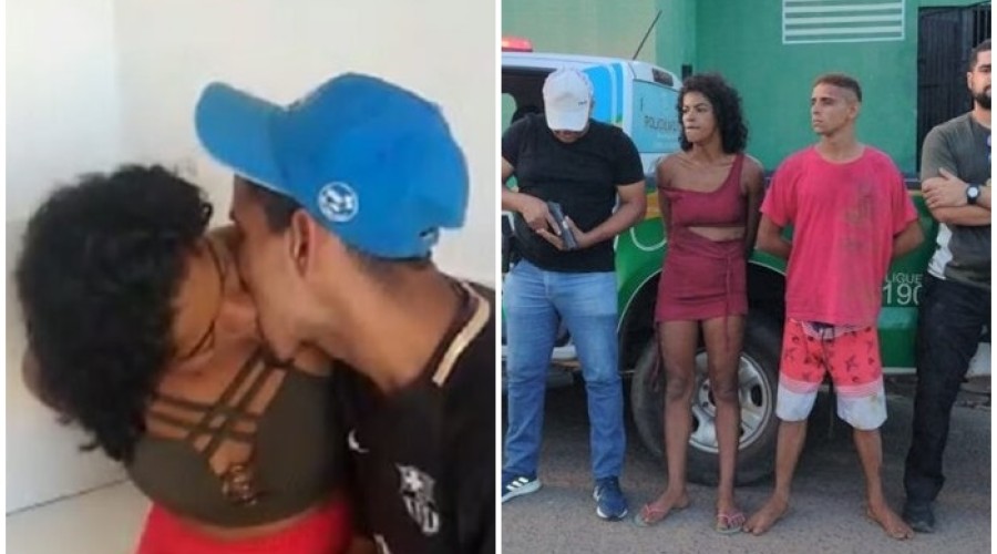 Casal suspeito de ajudar em assassinato de idoso troca beijos na delegacia após prisão