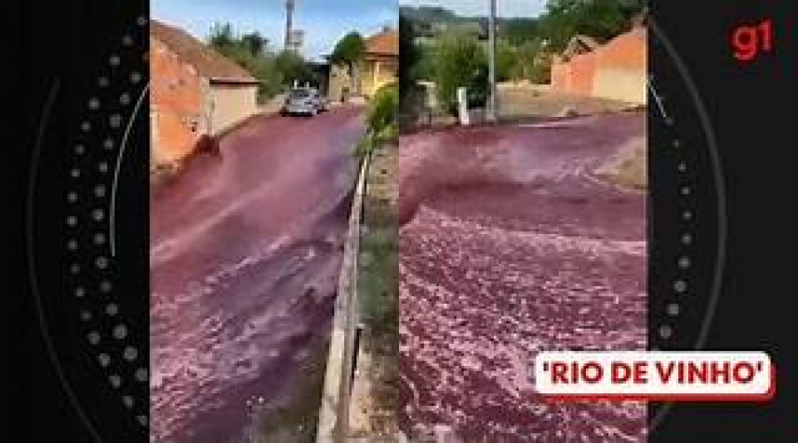 VÍDEO: 'rio' de vinho inunda ruas de cidade em Portugal após depósito estourar