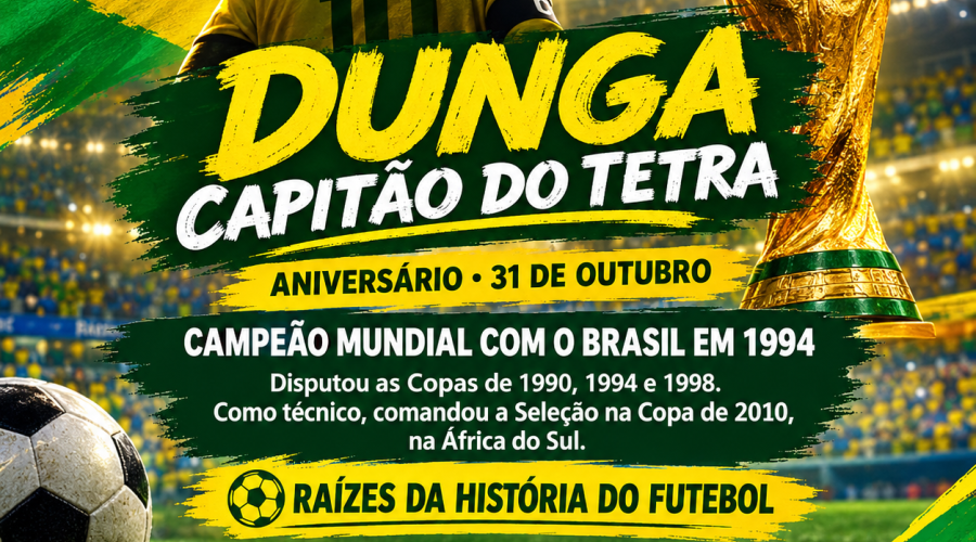 DUNGA: O CAPITÃO DO TETRA QUE MARCOU A HISTÓRIA DO FUTEBOL BRASILEIRO