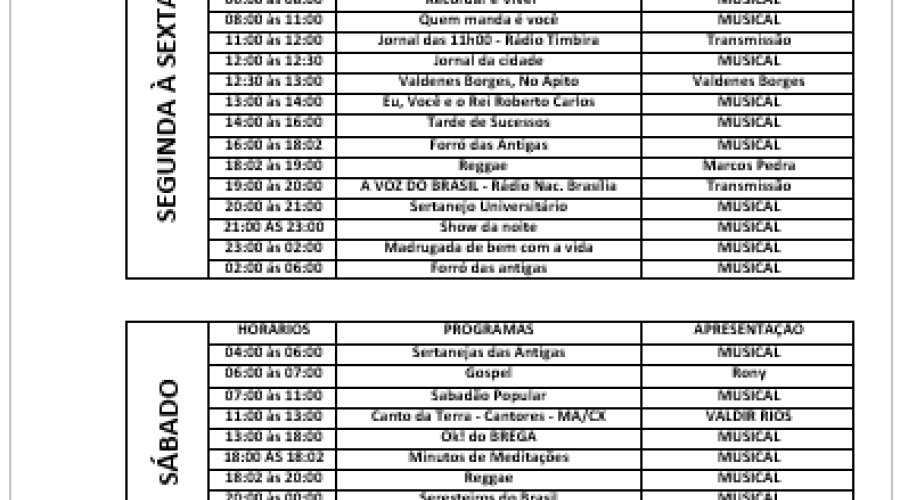 Programação da Rádio Ok! fm 93.7