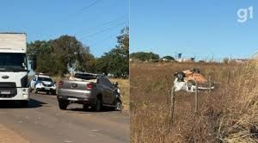 Três pessoas ficam feridas após carro capotar em acidente com picape em Balsas no MA