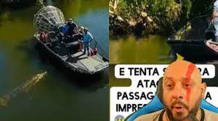 VÍDEO: ‘É vapo na fuça’: crocodilo gigante quase pula dentro de barco em bote feroz