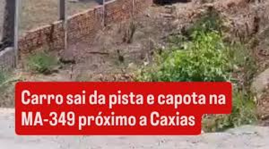 Caxias: Vídeo - carro saiu da pista e capotou sobre a mureta de um sítio localizado às margens da rodovia estadual MA-349