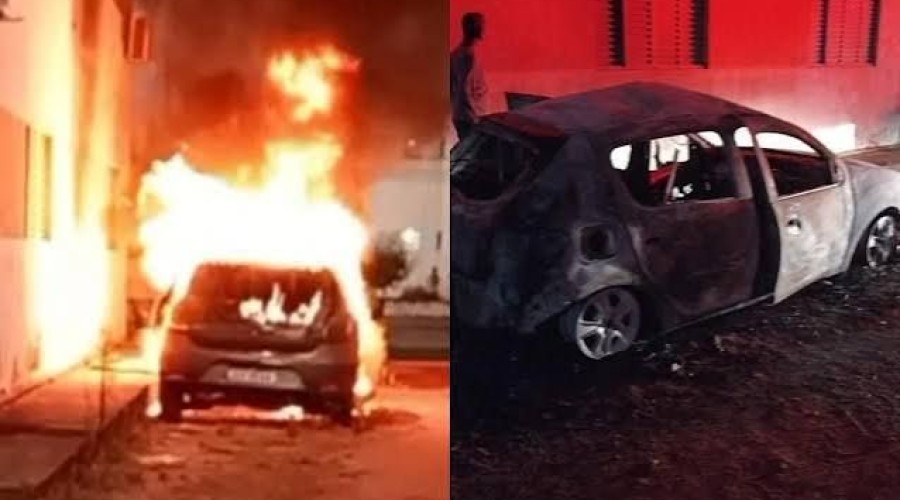 Carro pega fogo dentro de condomínio na zona Leste de Teresina; 7º caso em menos de 30 dias