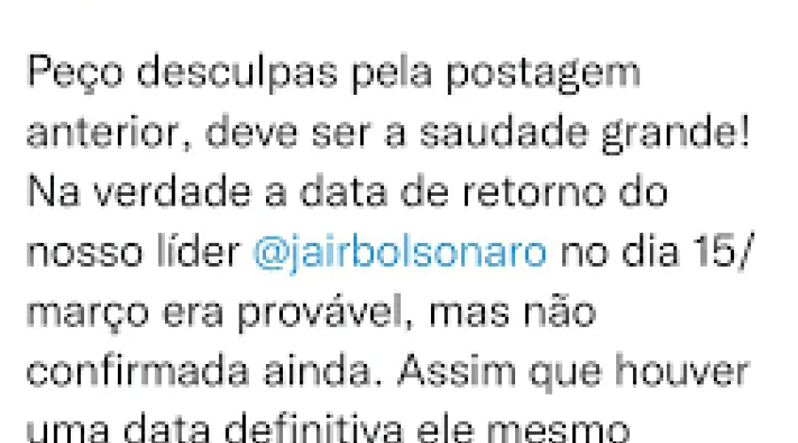 Flávio anuncia dia que Bolsonaro voltará ao Brasil e apaga