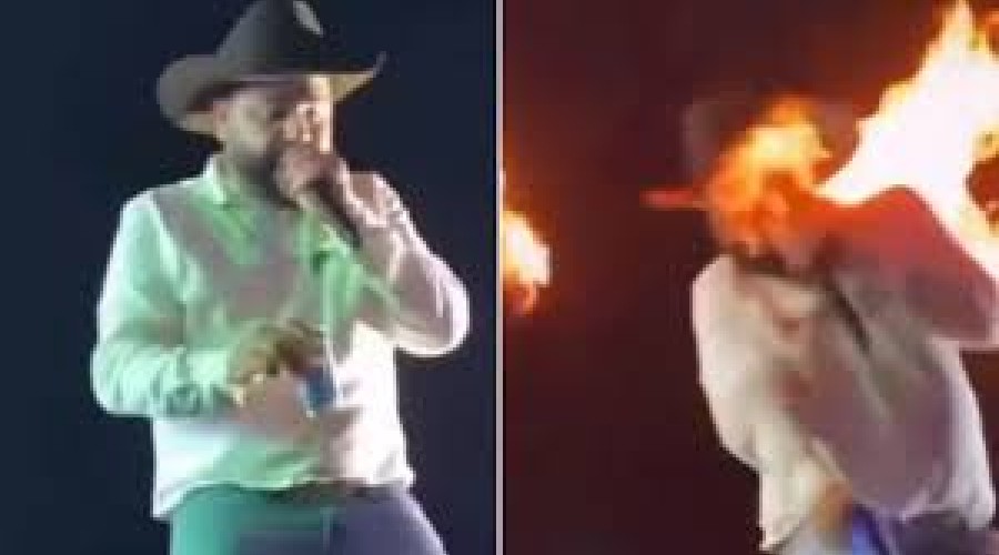 VÍDEO: Cantor sertanejo sofre queimaduras no rosto durante show