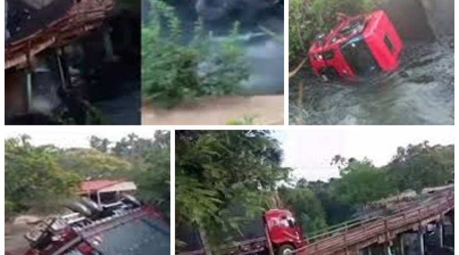 vídeo!: Fernando Falcão e Mirador - Ponte desaba e caminhão cai no rio Alpercatas no interior do Maranhão