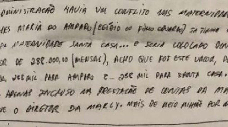 Em manuscrito, Mariano relatou irregularidades na Marly Sarney