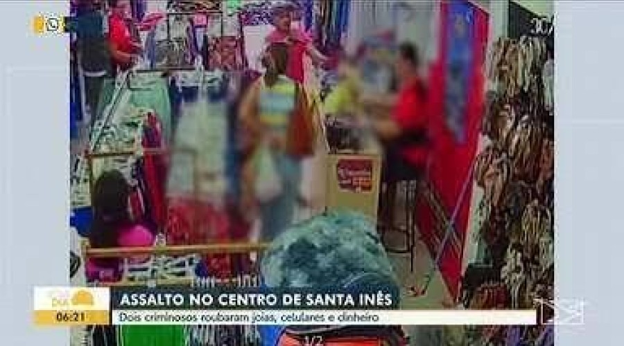 Câmeras registram assalto a loja de celulares no centro de Santa Inês