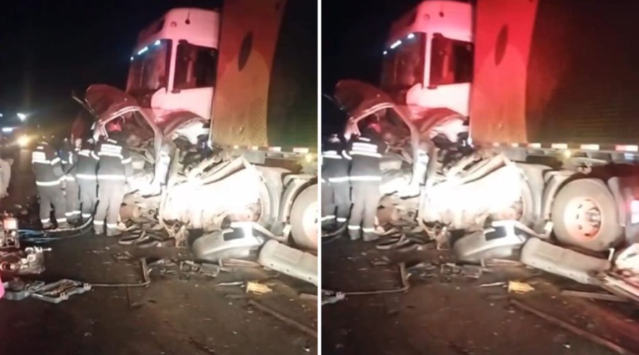 SANTA LUZIA: Motorista morre prensado entre carretas após ultrapassagem indevida