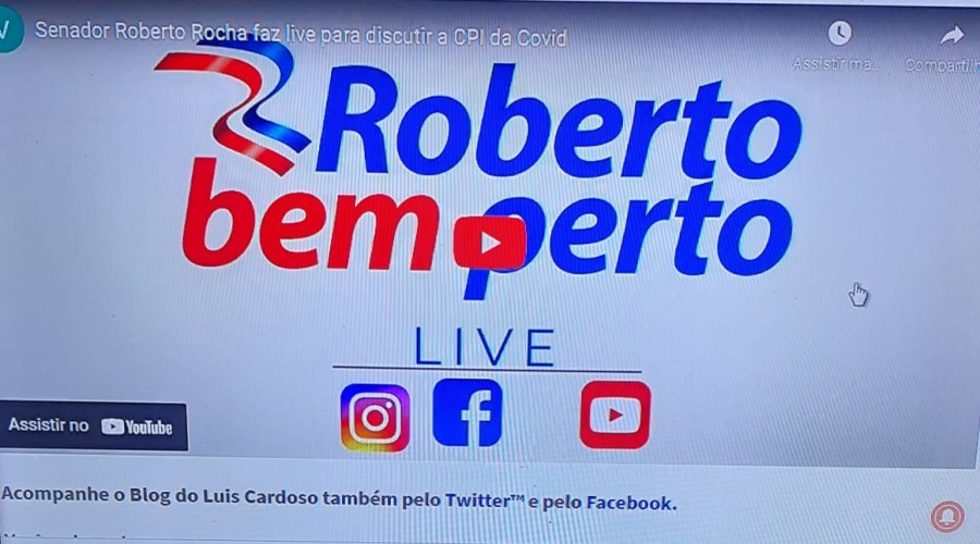 Assista o Vídeo da Chamada: Senador Roberto Rocha faz live para discutir a CPI da Covid